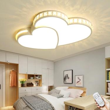 Imagem de Luminária de teto LED regulável com controle remoto Lâmpada de teto moderna para quarto infantil Luzes de decoração para crianças Luminária de teto de coração para quartos infantis, quarto,