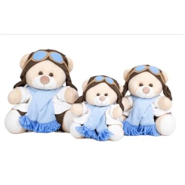Imagem de TRIO DE URSOS AVIADOR DE PELÚCIA 15/18/22 - meninos (AZUL CLARO)