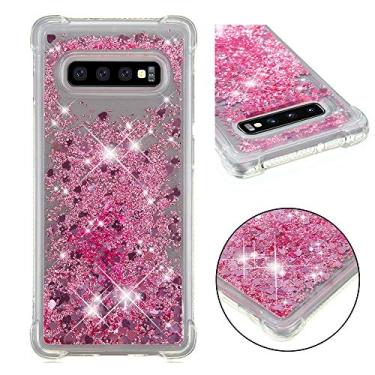 Imagem de LEMAXELERS Capa compatível com Galaxy S10 Plus, capa transparente líquida brilhante flutuante areia movediça à prova de choque capa protetora de silicone macio TPU para Samsung Galaxy S10 Plus. YBL