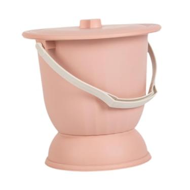 Imagem de Esquirla Escarradeira com tampa, bacia portátil, vaso sanitário portátil espesso, mictório noturno, vaso sanitário para mulheres, homens e mulheres, Rosa