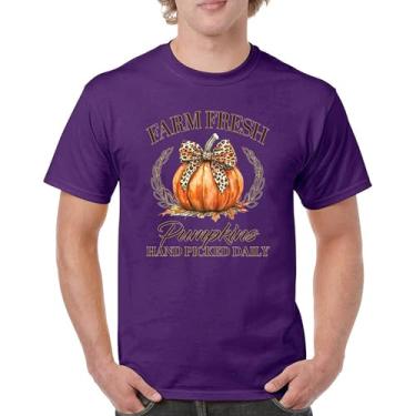 Imagem de Camiseta masculina fofa Farm Fresh Pumpkins outono estação aconchegante festival labirinto de milho Dia de Ação de Graças Peru Dia de Ação de Graças Outono, Roxa, G