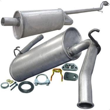 Imagem de Kit Escapamento Abafador + Traseiro Fiorino Uno 1.3 03 A 06 - ScapJá