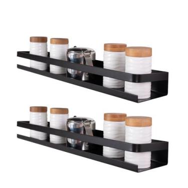 Imagem de Kit 2 Prateleiras 50cm e 40cm Utensilios Temperos Preto - BeloLar