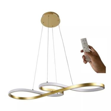 Imagem de Lustre Led Unlimited Moderno 45w 75cm Dourado C/ Controle - Casa Moliê