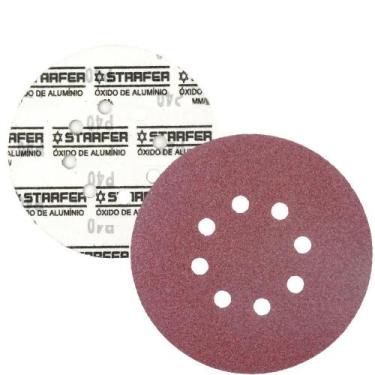 Imagem de Kit 50 Disco de Lixa Fecho Aderente Vermelho Pluma 8 Furos 180mm Grão 