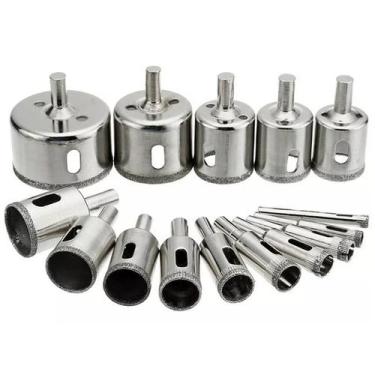 Imagem de Jogo 15 Brocas Diamantadas Serra Copo Vidro Granito Ceramica - Tesla S