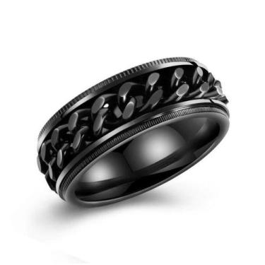 Imagem de Anel Masculino Corrente Preto Giratória Aço Inox - Vorax Acessórios