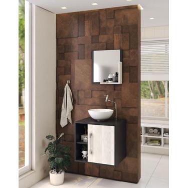 Imagem de Gabinete P/Banheiro C/cuba R30 e Espelheira Soft 50cm - Compace, Preto