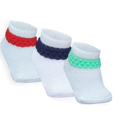 Imagem de Combo 03 Pares de Meia Persa Para Bebê: Vermelho, Azul Marinho e Verde