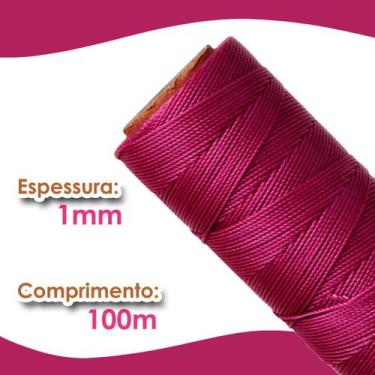 Imagem de Cordão Encerado 1mm - Fio Cordone Beterraba - 100 Metros - Nybc