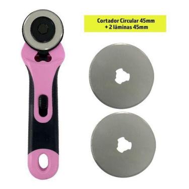 Imagem de Cortador Circular Rosa 45mm 2 Discos Para Tecidos Papel Eva - Artmak
