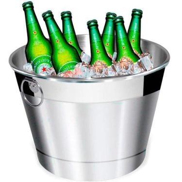 Imagem de Balde De Gelo E Cerveja Térmico Grande Em Alumínio Lixado 9L - Retrofe