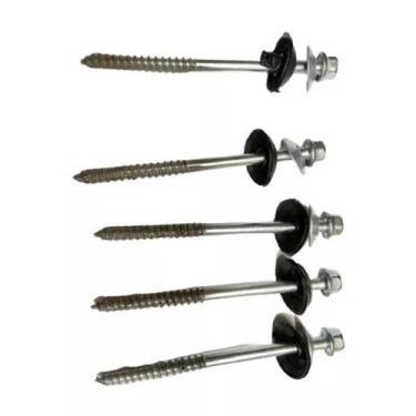 Imagem de Kit 5 Parafuso Telha Fibrocimento 5/16 110mm Zincado Completo, Parafus