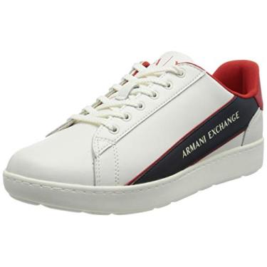 Imagem de A|X ARMANI EXCHANGE Tênis masculino de cano baixo, Branco/Rubin, 42