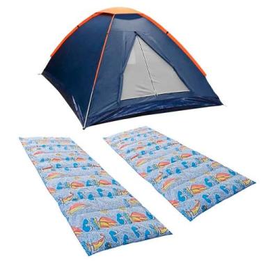 Imagem de Kit Barraca Panda 2P Nautika + 2 Colchonete Solteiro 190x60cm