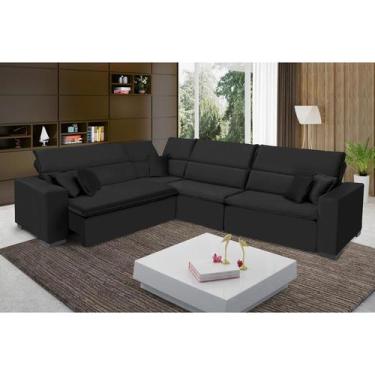 Imagem de Sofá Milão 2.50x3.75m de Canto, Retrátil e Reclinável - Preto - Sofist