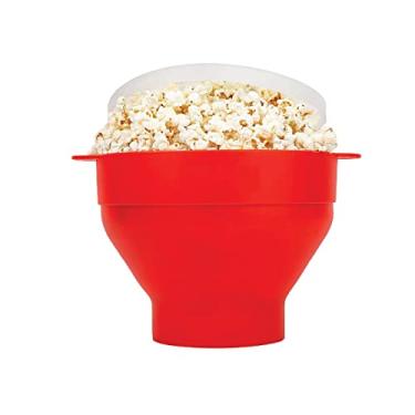 Imagem de Gadgetime USA Pipoqueira de micro-ondas com tampas – Silicone – sem necessidade de óleo ou manteiga – Tigelas dobráveis – Recipiente sem BPA – Suprimentos para noite de cinema – Vermelho