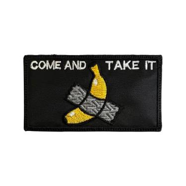 Imagem de Fita adesiva Banana Come and Take It Patch Fundo Preto - Engraçado Tático Militar Moral Bordado Patch Hook Backing