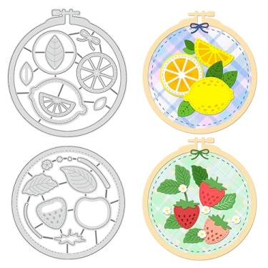 Imagem de BENECREAT 2 peças de matrizes de corte de frutas, estênceis de argola de bordado de morango e limão para scrapbook, álbum de fotos, cartões comemorativos, 0,8 mm de espessura