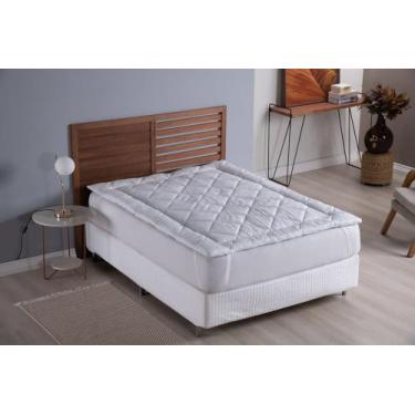 Imagem de Pillow top casal king size protetor de colchão dupla face 100% algodão