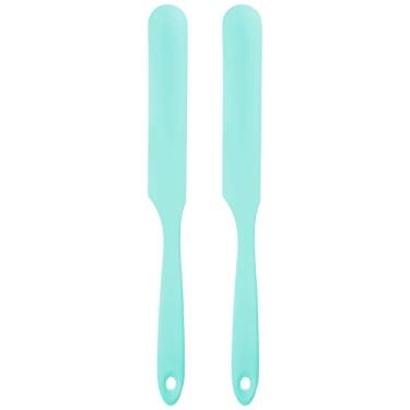 Imagem de HARFINGTON 2 espátulas de silicone, 24 cm, reutilizáveis, antiaderentes, flexíveis para pintura líquida de resina epóxi, artes faça-você-mesmo, azul claro