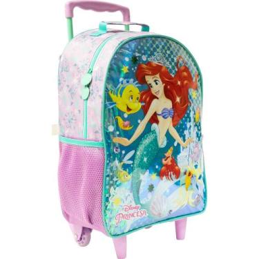 Imagem de Mochila Escolar Princesa Pequena Sereia Ariel Com Rodinhas - Xeryus