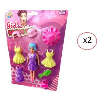 Imagem de Brinquedo Boneca Troca de Roupa c/ acessórios- Kit 2un - Patty Amigas,
