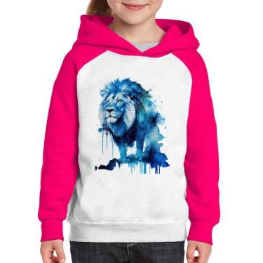 Imagem de Moletom Infantil Leão Azul - Foca na Moda, Branco, Rosa, 6