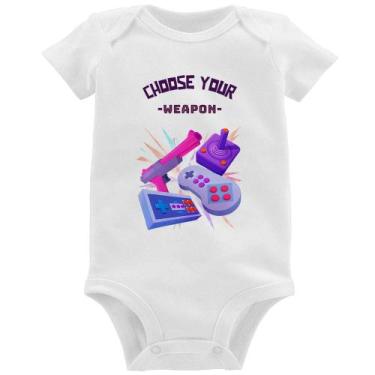 Imagem de Body Bebê Choose your weapon - Foca na Moda, Branco, P