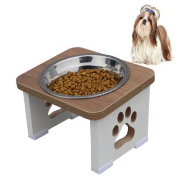 Imagem de Comedouro Elevado Pet MDF Cachorro - Inox - Maderacco