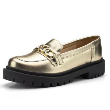 Imagem de Sapato Mocassim Feminino Tratorado Confortavel Com Corrente Salto Plat