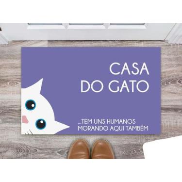 Imagem de Tapete Capacho Decorativo Entrada Porta Sala Casa do Gato (tem uns hum