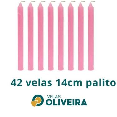 Imagem de Vela Palito Rosa  42 Unidades 14cm 15,8 - - (Por Kilo) 100% Parafina -