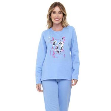 Imagem de Pijama Longo Moletinho Doce Luar 10870 Cachorro, M, Azul céu