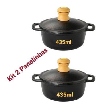 Imagem de Panelinha Cumbuca Ferro Com Tampa  P/ Servir Porção Individual   Kit 2