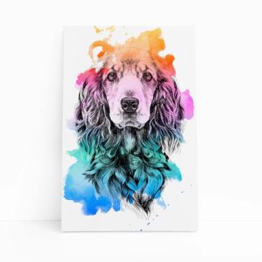 Imagem de Quadro Cocker Spaniel Inglês Aquarela Cão Canvas 30x40cm - PlimShop