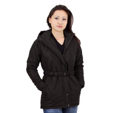Imagem de Casaco Sobretudo feminino Com Capuz e cinto elástico - Inverno - BLACK