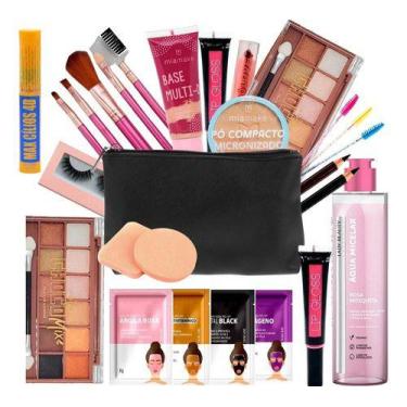 Imagem de Kit Maquiagem Premium Mia Make Batom Base Sombra Pó Pincel - Bella Fem