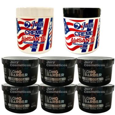 Imagem de Kit 2 Alisante Americano 500g Juca + 6 Gel Long Barber 300g - Juca Men