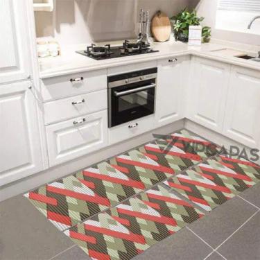 Imagem de Tapete Cozinha Emborrachado Antiderrapente Kit Com 3 Peças Rabiscos - 