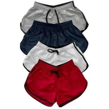 Imagem de Kit 4 Shorts Feminino Tactel Liso Praia Piscina Verão - Relaxado, Cinz
