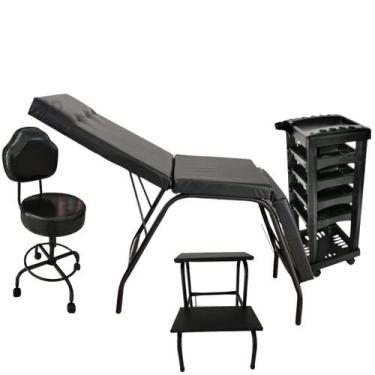 Imagem de kit maca móvel + escada + cadeira mocho regulável + carrinho - HENVIFE