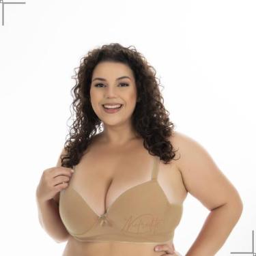 Imagem de Sutiã Plus Size Reforçado Lateral Larga Bojão - Ninfrodite, Bege, 50