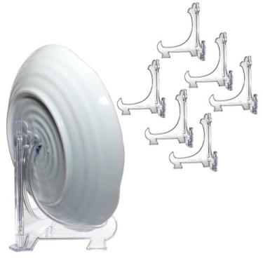 Imagem de Kit 6 Peças Suporte P/ Pratos Acrílico Transparente 12,5cm