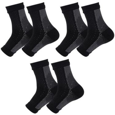 Imagem de Kit 3 pares meias compressão pretas alívia dor pés fascite plantar - S