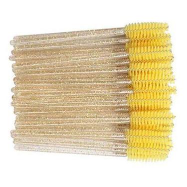 Imagem de Kit 50 Escovinhas Para Alongamento De Cílios Sobrancelha - oem, Amarel