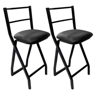 Imagem de Kit 2 Banquetas Altas Metal Industrial para Espaço Gourmet Lanchonete 