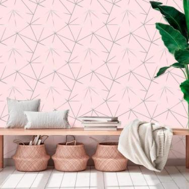 Imagem de Adesivo De Parede Geométrico Fendi Zara Silver Fundo Tons de Rosa 310x