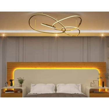 Imagem de Cabeceira Box Casal/Quenn/King com 2 Mesas de Cabeceira com Led Innova - Gelius Móveis