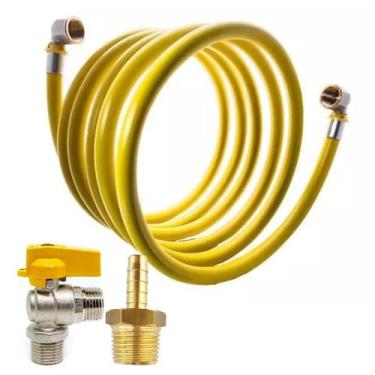 Imagem de Kit 9 Metros Tubo Gas Pex 16mm 2 Cotovelos 1 Registro Bico espigao - E